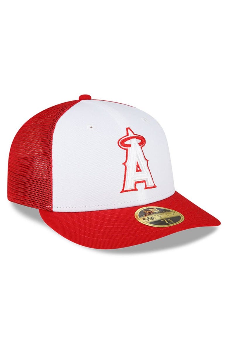 New Era Men's New Era  White/Red Los Angeles Angels 2023 On-Field Batting Practice Low Profile 59FIFTY Fitted Hat, Alternate, color, 