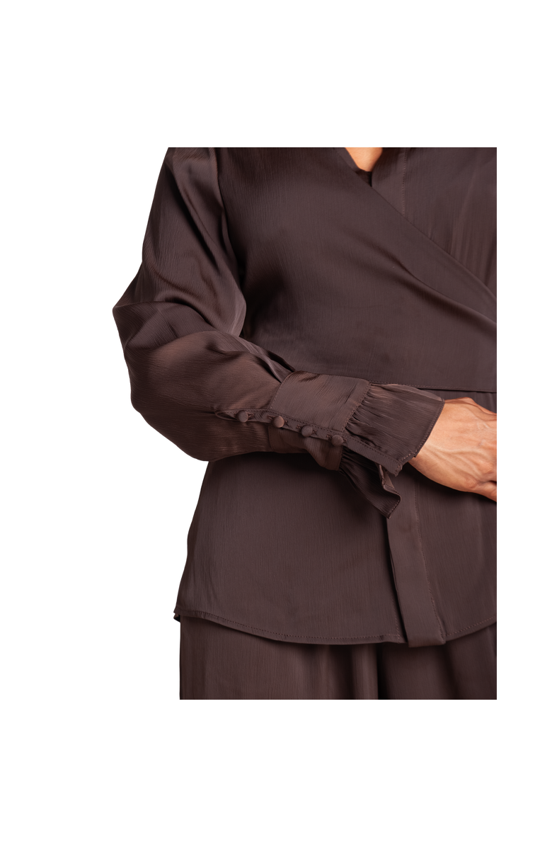 RICHANTEE Long Sleeve Wrap Top, Alternate, color, Brown