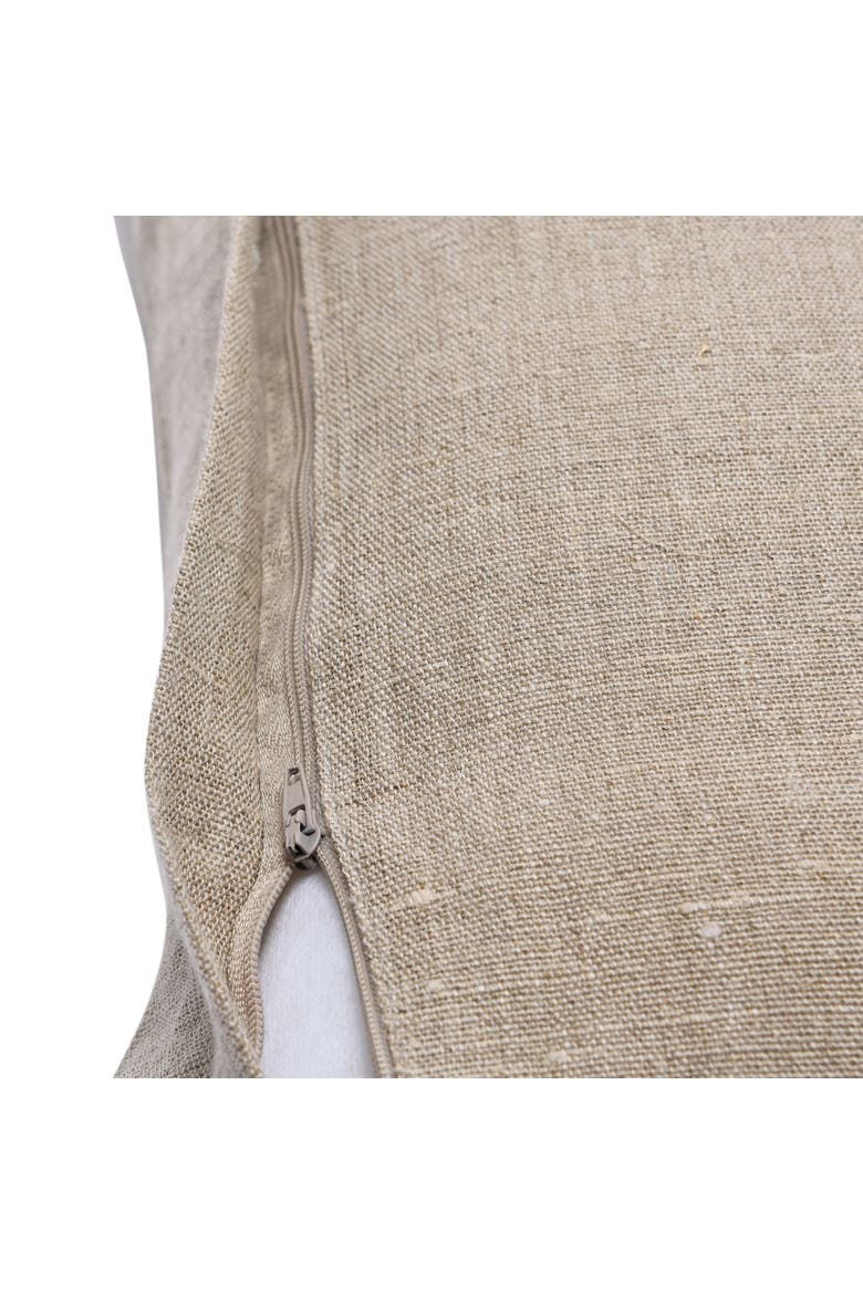 Cotton Chambray Lumbar Pillow with Embroidery, Alternate, color, Beige