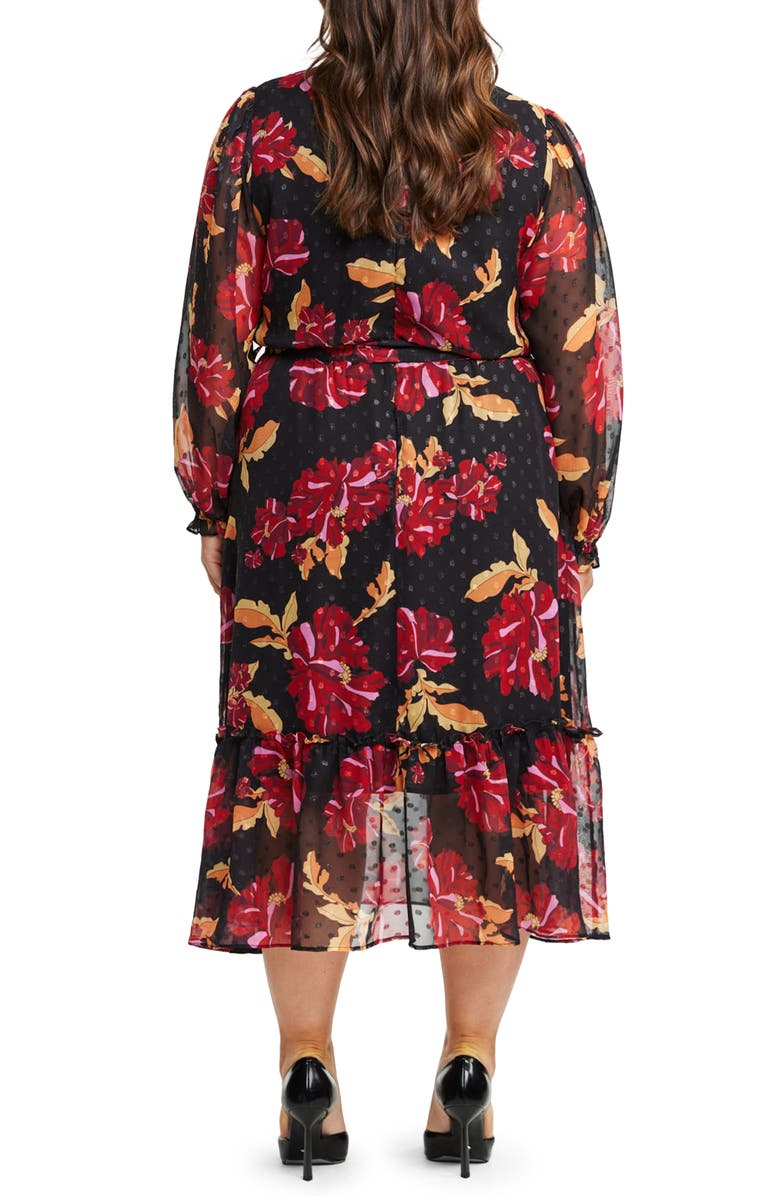Estelle Floral Long Sleeve Chiffon Midi Dress, Alternate, color,