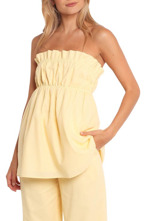 Ember Strapless Cotton & Linen Tunic Top