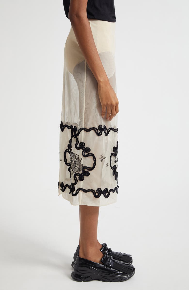 Simone Rocha Embroidered Sheer Pencil Skirt, Alternate, color, Nude