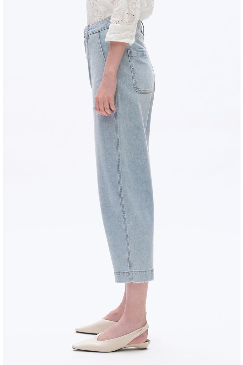 Utility Super High Waist Crop Barrel Jeans, Alternate, color, LIGHT BLUE
