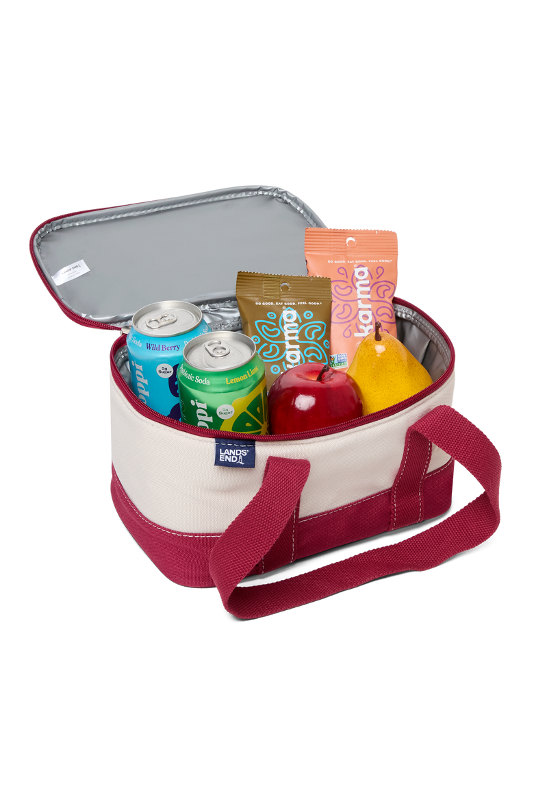 Rectangular Small Cooler Bag Insulated 1.5 Gal, Canvas Soft Cooler with Tote Handles and Zip Closure, Alternate, color, Cranberry