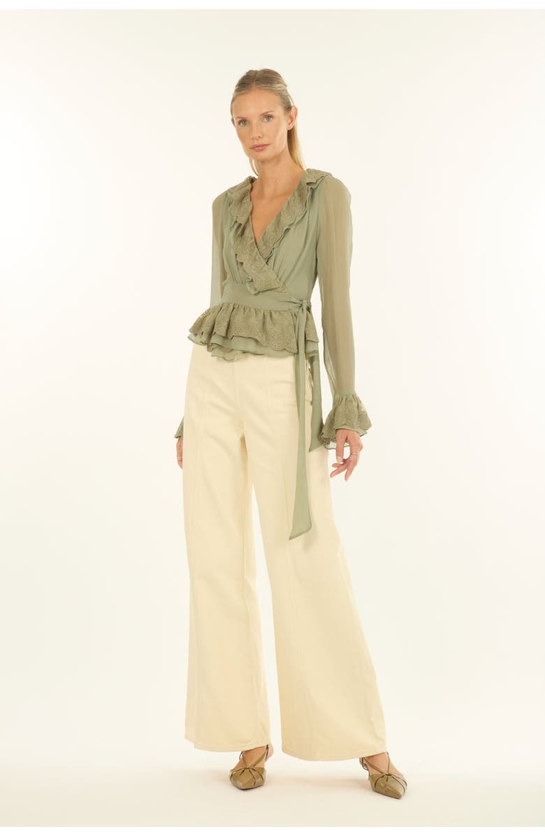 SECRET MISSION Poet Blouse, Alternate, color, Laurel Green