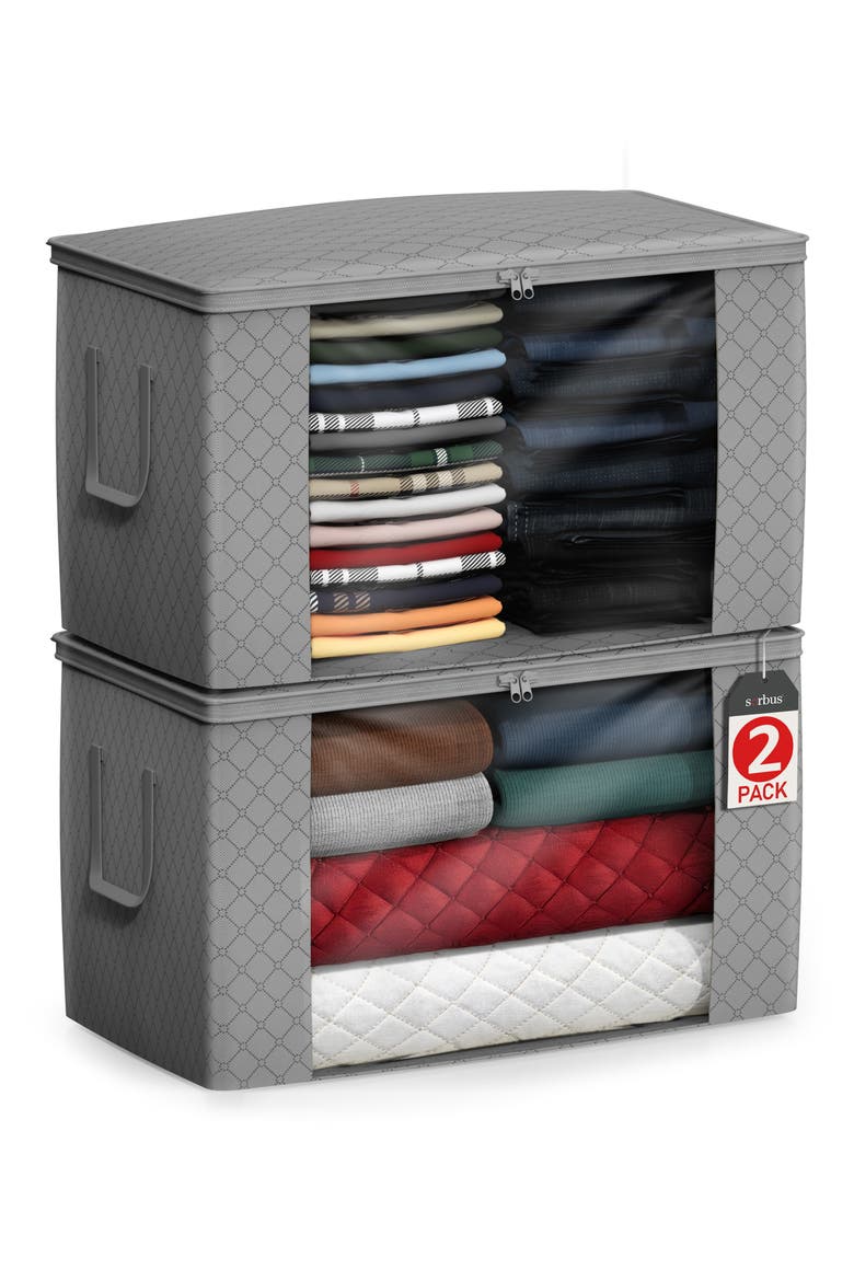 Set of 2 Foldable Storage Bins, Alternate, color, GRAY