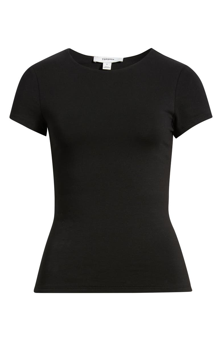 Topshop Strech Cotton Cap Sleeve T-Shirt, Main, color, Black