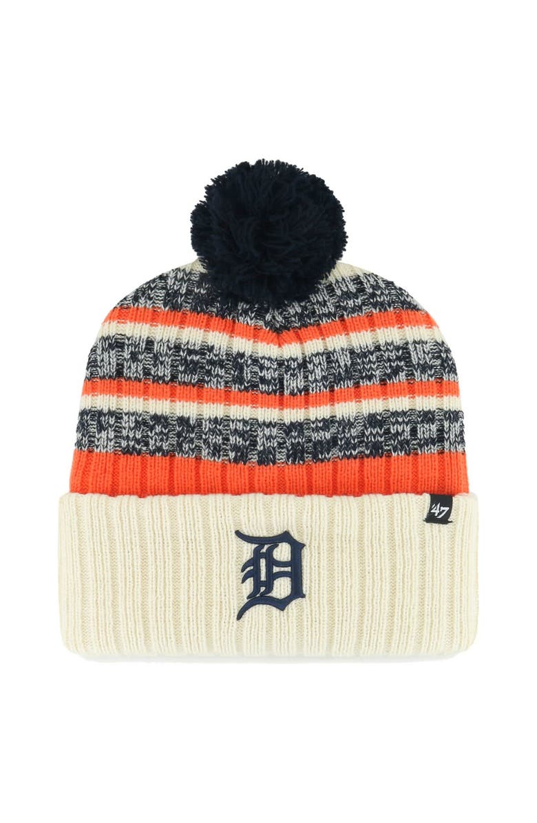 '47 Men's '47 Natural Detroit Tigers Tavern Cuffed Knit Hat with Pom, Main, color, 