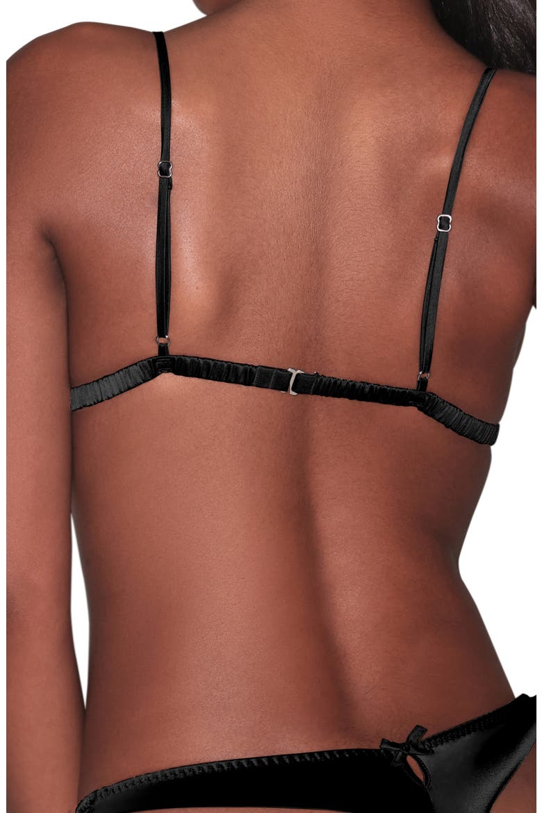 Luxe Wireless Silk Blend Triangle Bra, Alternate, color, BLACK
