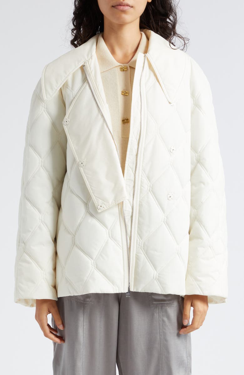 Ganni Diamond Quilted Recycled Polyester Jacket, Alternate, color, 