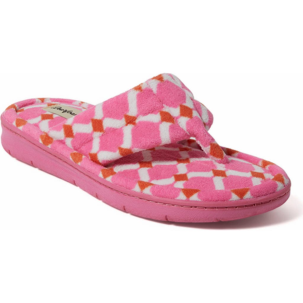Dearfoams Wrenley Terry Thong Flip Flop Slipper In Azalea Pink