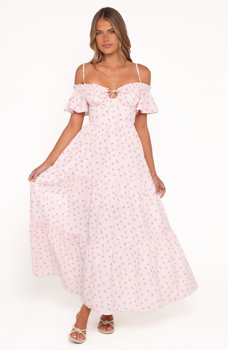 Petal & Pup Lachay Ditsy Floral Cold Shoulder Maxi Dress, Alternate, color, Pink Floral