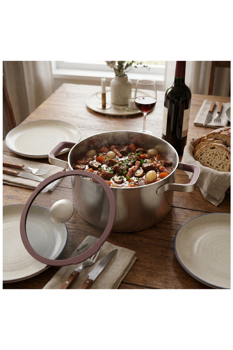 Elements 18/10 Stainless Steel Stockpot & Glass Lid, Alternate, color, PURPLE