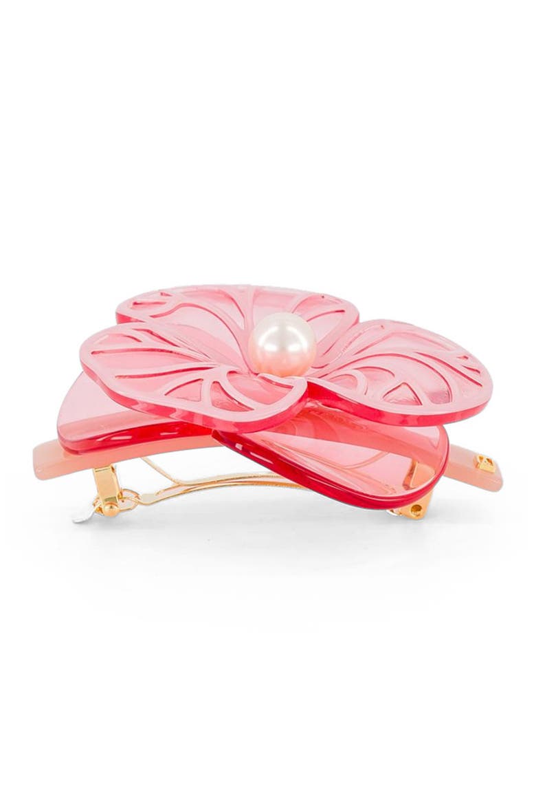 Boheme camelia acetate hair barette, Alternate, color, Pink