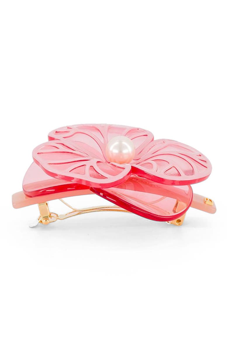 Alexandre de Paris Boheme camelia acetate hair barette, Alternate, color, Pink