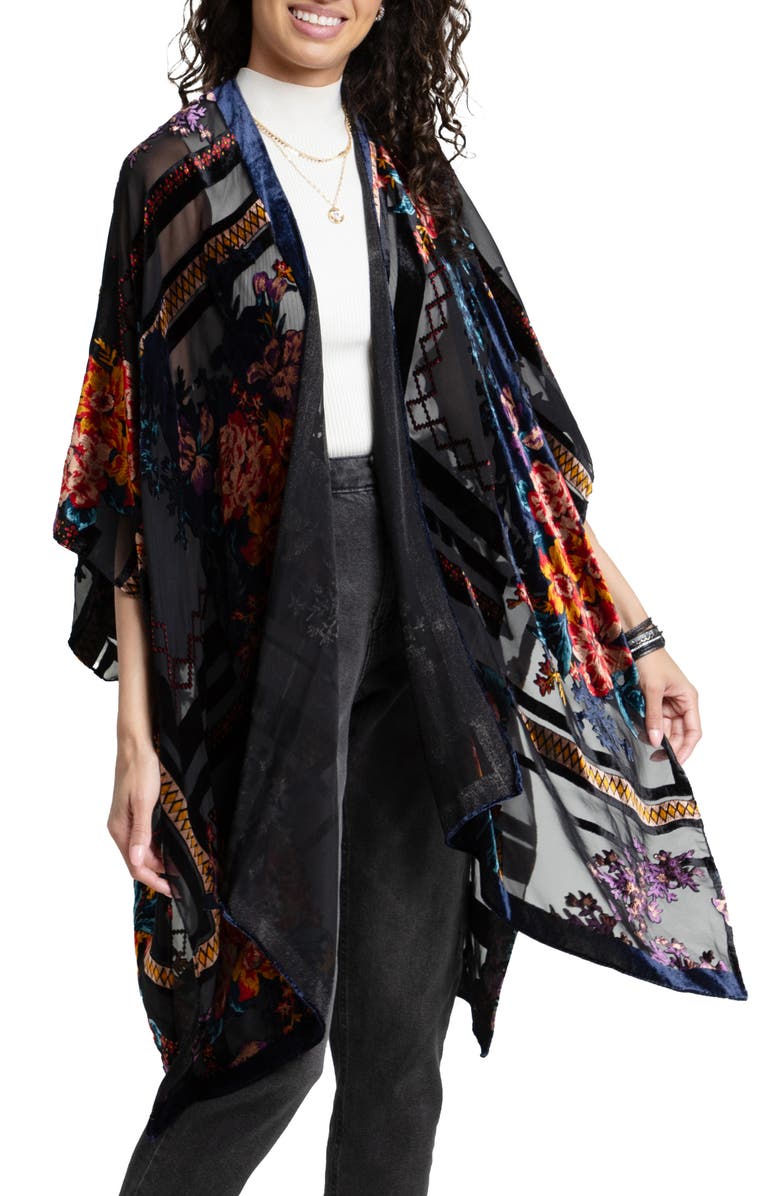 SAACHI Floral Velvet Ruana, Main, color, 