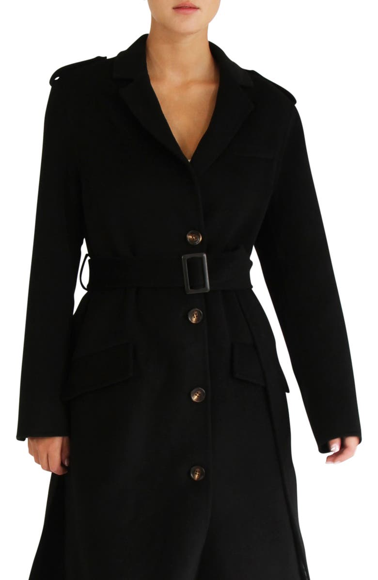 Belle & Bloom Skylilght Longline Wool Blend Coat, Alternate, color, Black