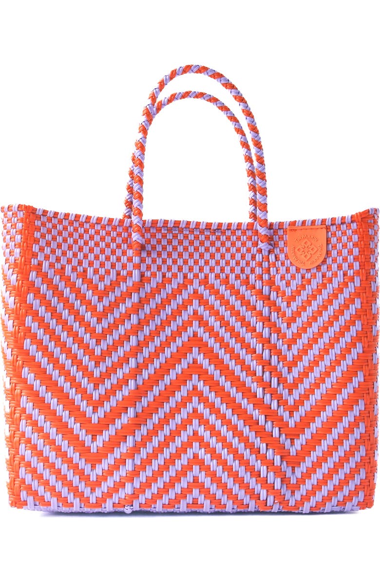 Tin Marin Positano Medium Woven Resort Crossbody Bag, Main, color, Pink And Orange