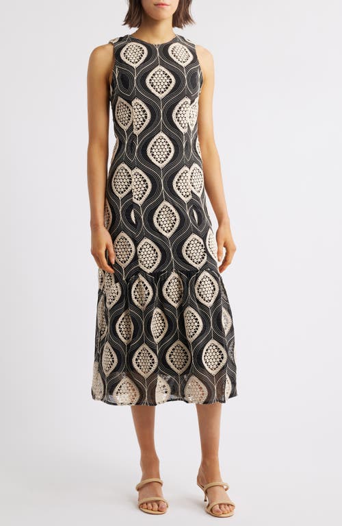 Adelyn Rae Austrid Embroidered Sleeveless Dress In Black