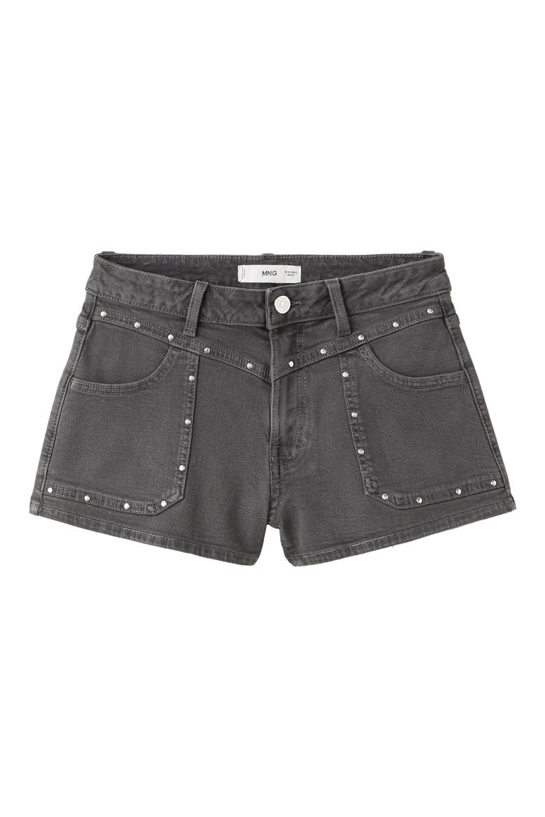 Low Rise Stud Denim Shorts, Alternate, color, CHARCOAL