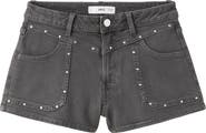 MANGO TEEN Low Rise Stud Denim Shorts