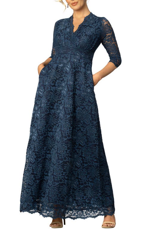 Kiyonna Maria Lace Evening Gown In Nocturnal Navy