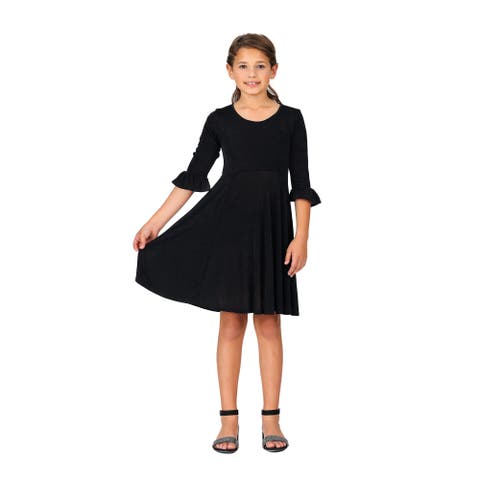 Elbow Length Sleeve Fit and Flare Party Dress