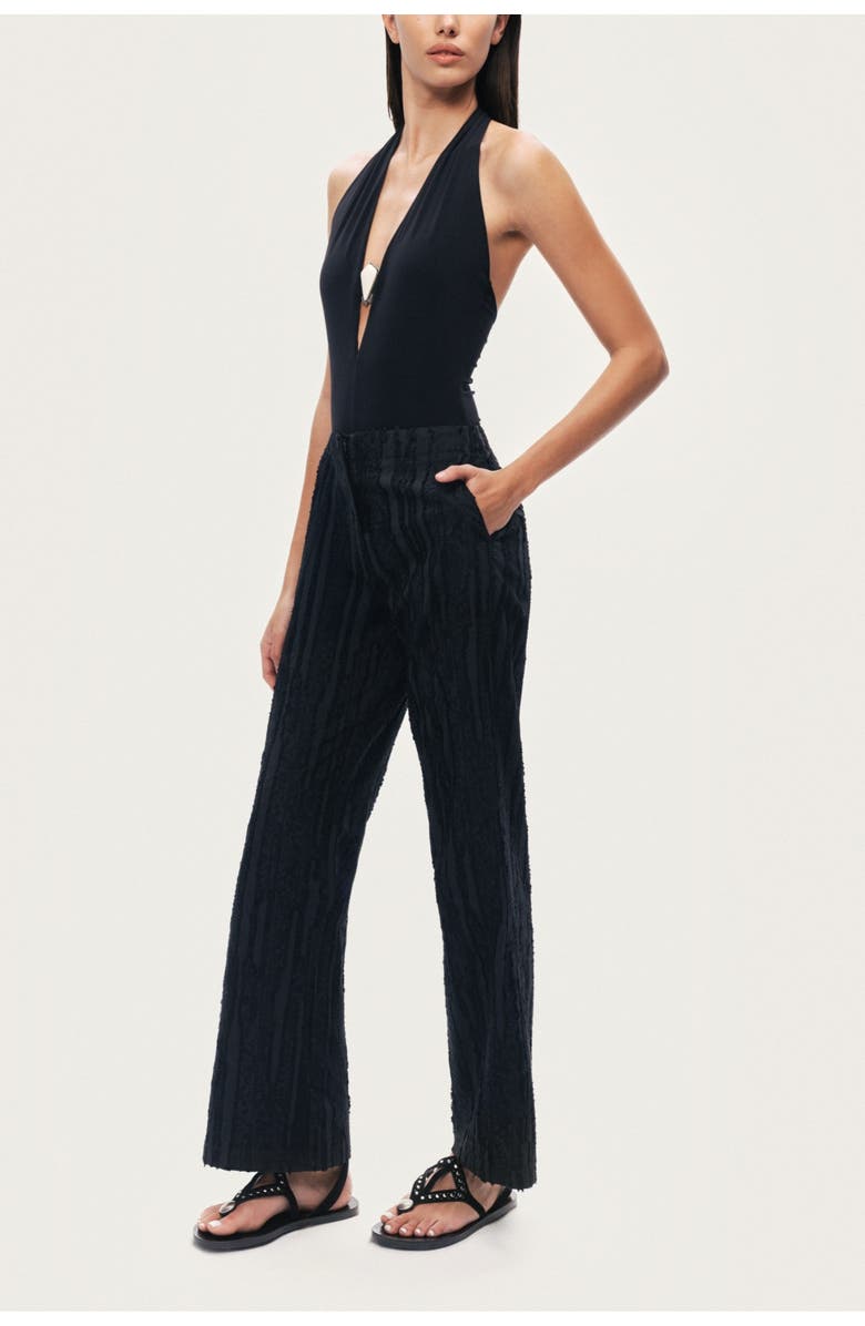 Nocturne Textured Relaxed-Fit Pants, Alternate, color, Black