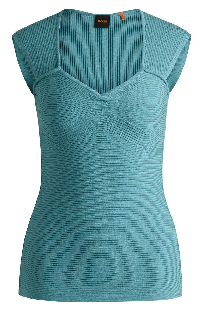 BOSS Orange Fobertino Rib Top, Alternate, color, Bright Blue