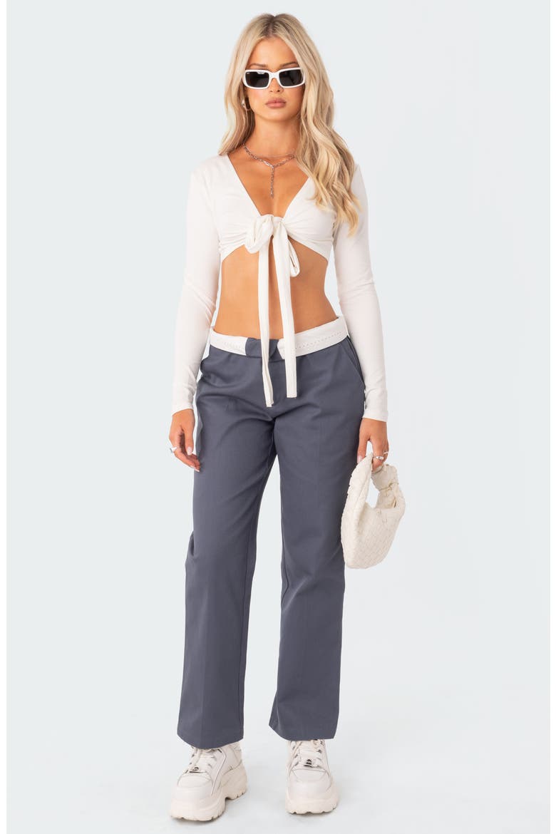 Layla Tie Front Crop Top, Alternate, color, WHITE