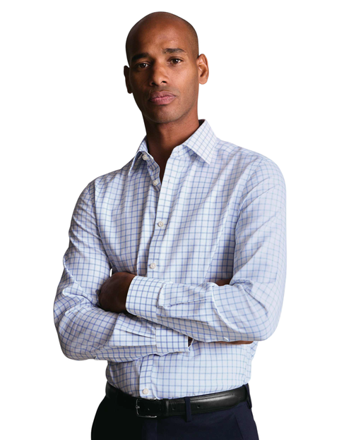 Non-Iron Twill Grid Check Shirt