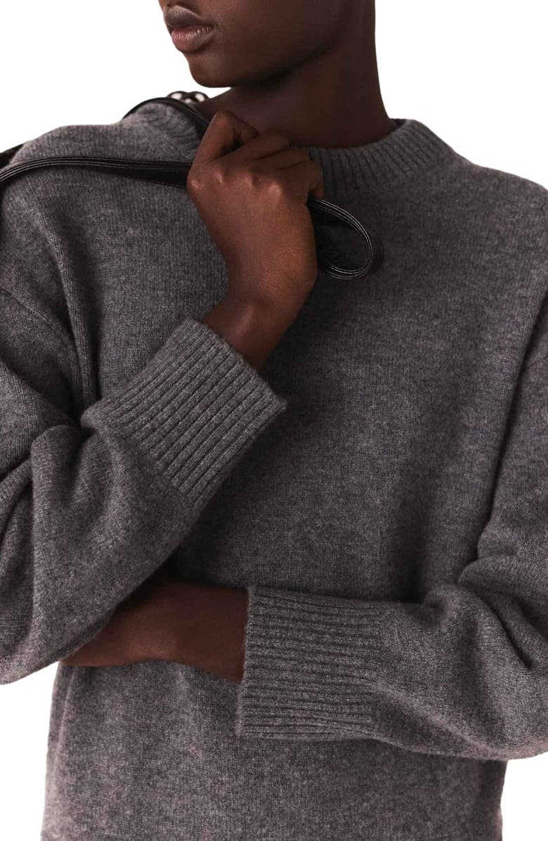 maje Dual-material maxi dress, Alternate, color, Grey/Black