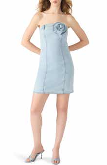Steve Madden Rosette Strapless Denim Minidress