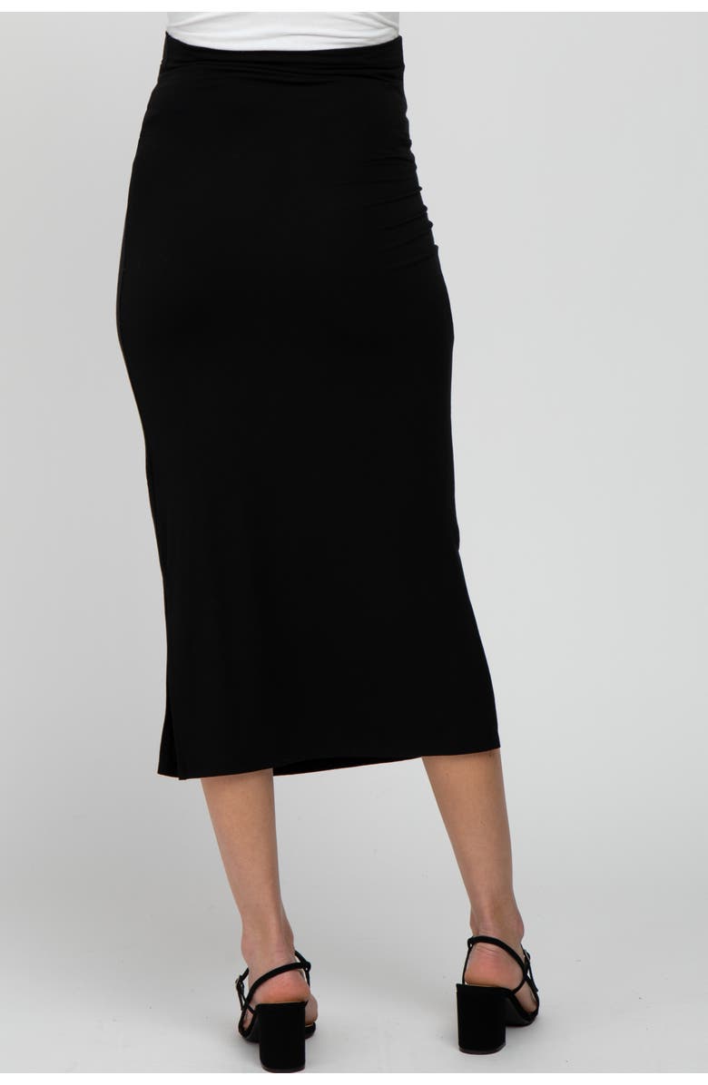 PinkBlush Solid Side Slit Maternity Midi Skirt, Alternate, color, Black