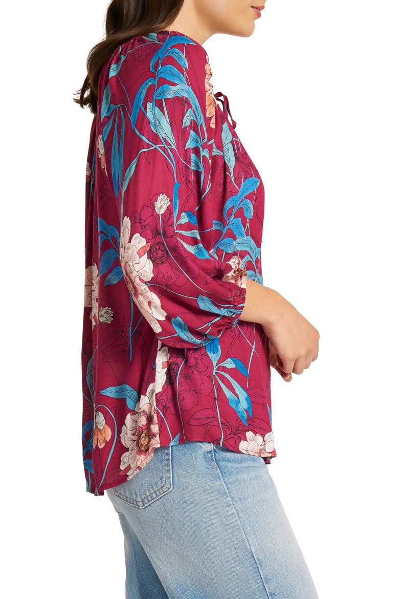 Tie Front Raglan Sleeve Top, Alternate, color, MAGENTA