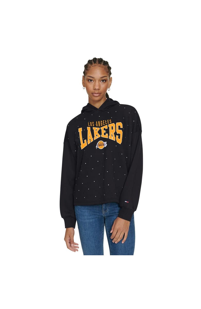 TOMMY JEANS Women's Tommy Jeans Black Los Angeles Lakers Stella Cropped Pullover Hoodie, Alternate, color, Black