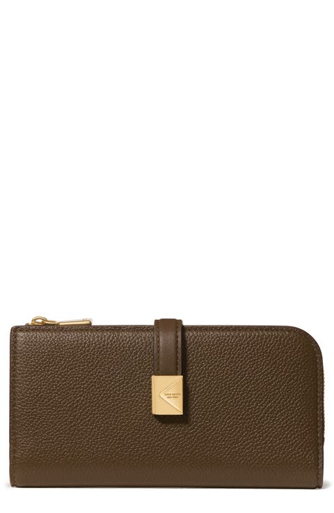 deco pebbled leather zip wallet