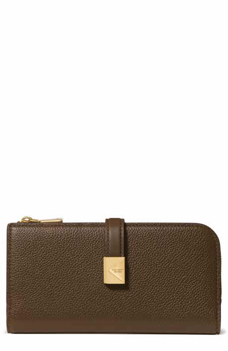 deco pebbled leather zip wallet