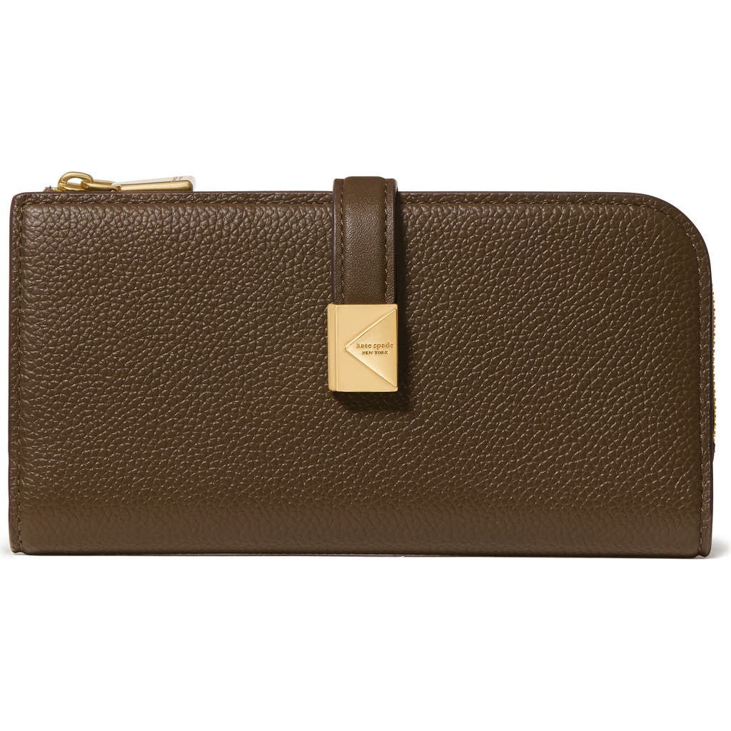 Kate Spade New York Deco Pebbled Leather Zip Wallet In Brown