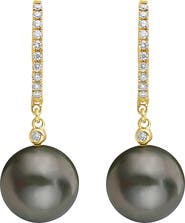 EFFY 14K Yellow Gold ,Black/Tahitian Pearl Earrings