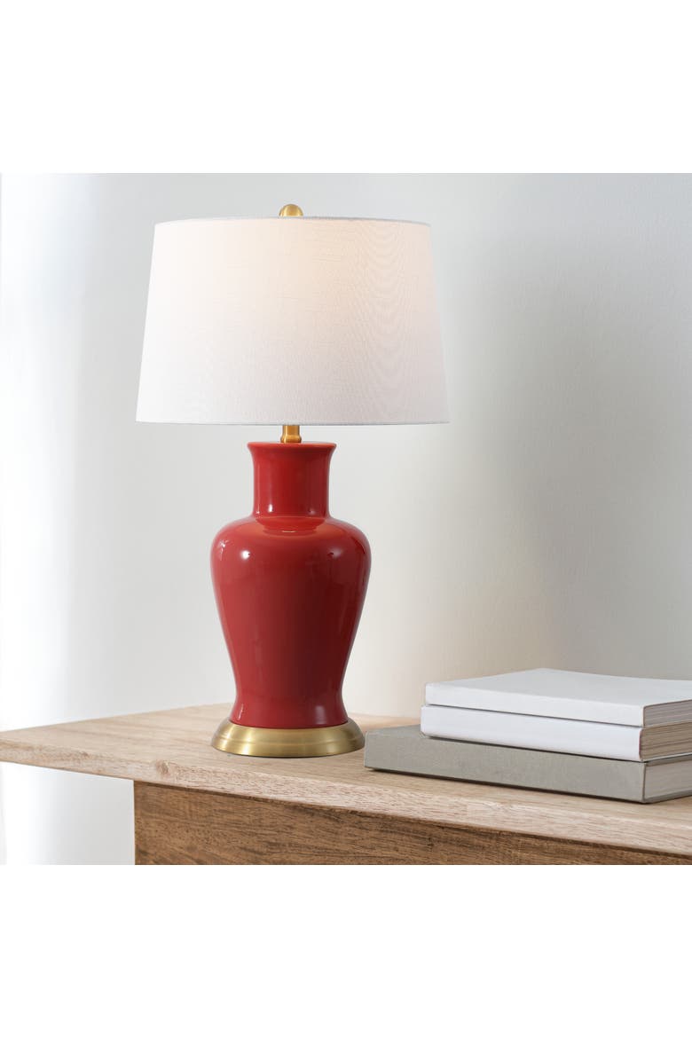 Julian Traditional Classic Ceramic Urn LED Table Lamp, Alternate, color, Red