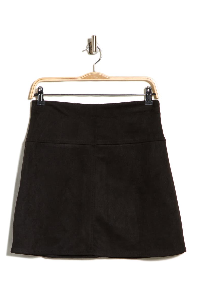 Faux Suede A-Line Miniskirt, Alternate, color, BLACK-BLACK