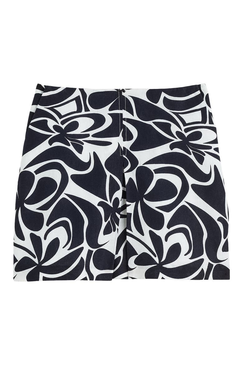 Pleated Linen Miniskirt, Alternate, color, WHITE MULTI