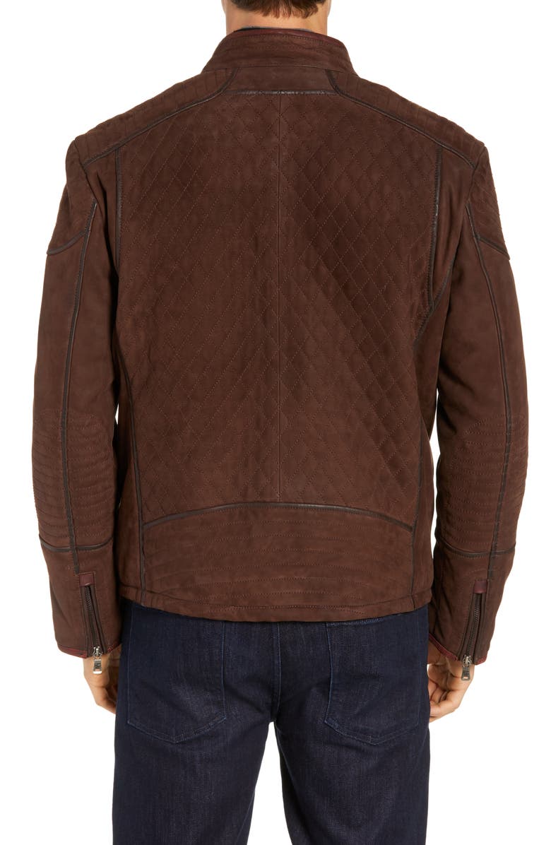 FLYNT Regular Fit Quilt Stitch Leather Moto Jacket, Alternate, color, 