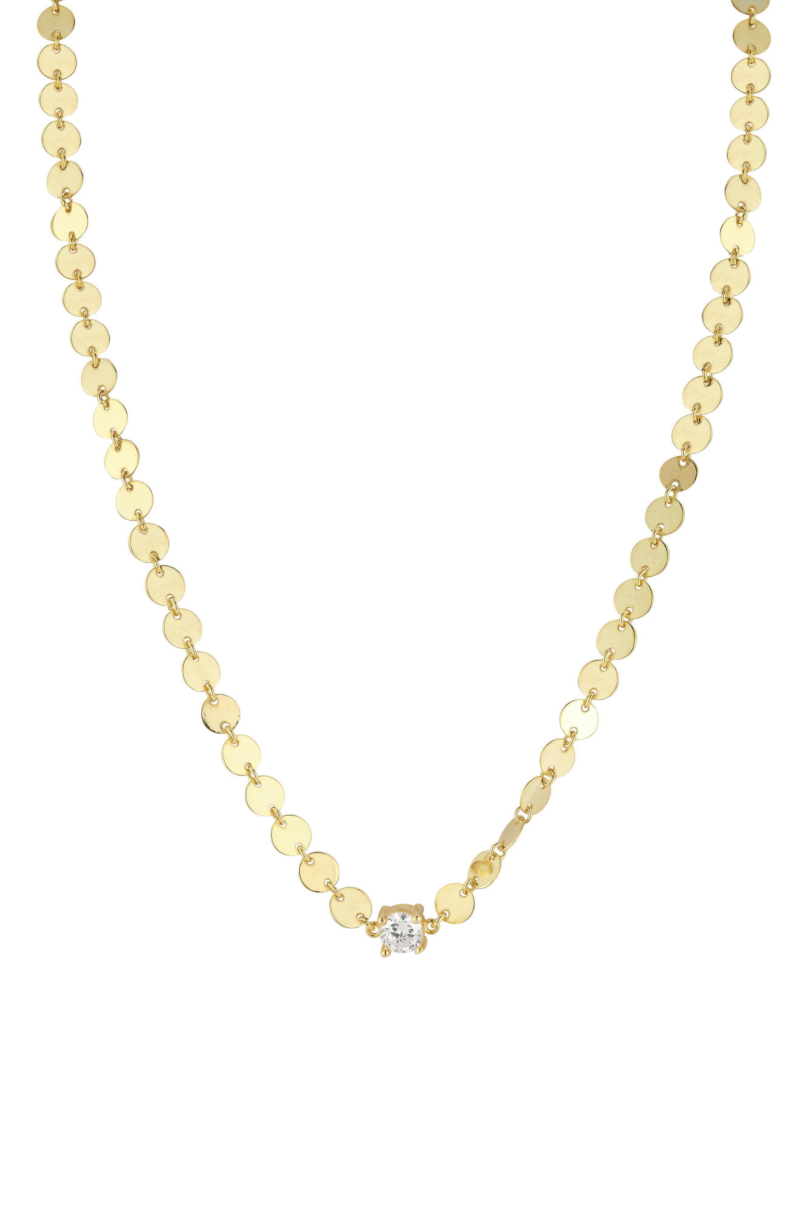SPHERA MILANO 14K Gold Plated Sterling Silver CZ Disc Necklace