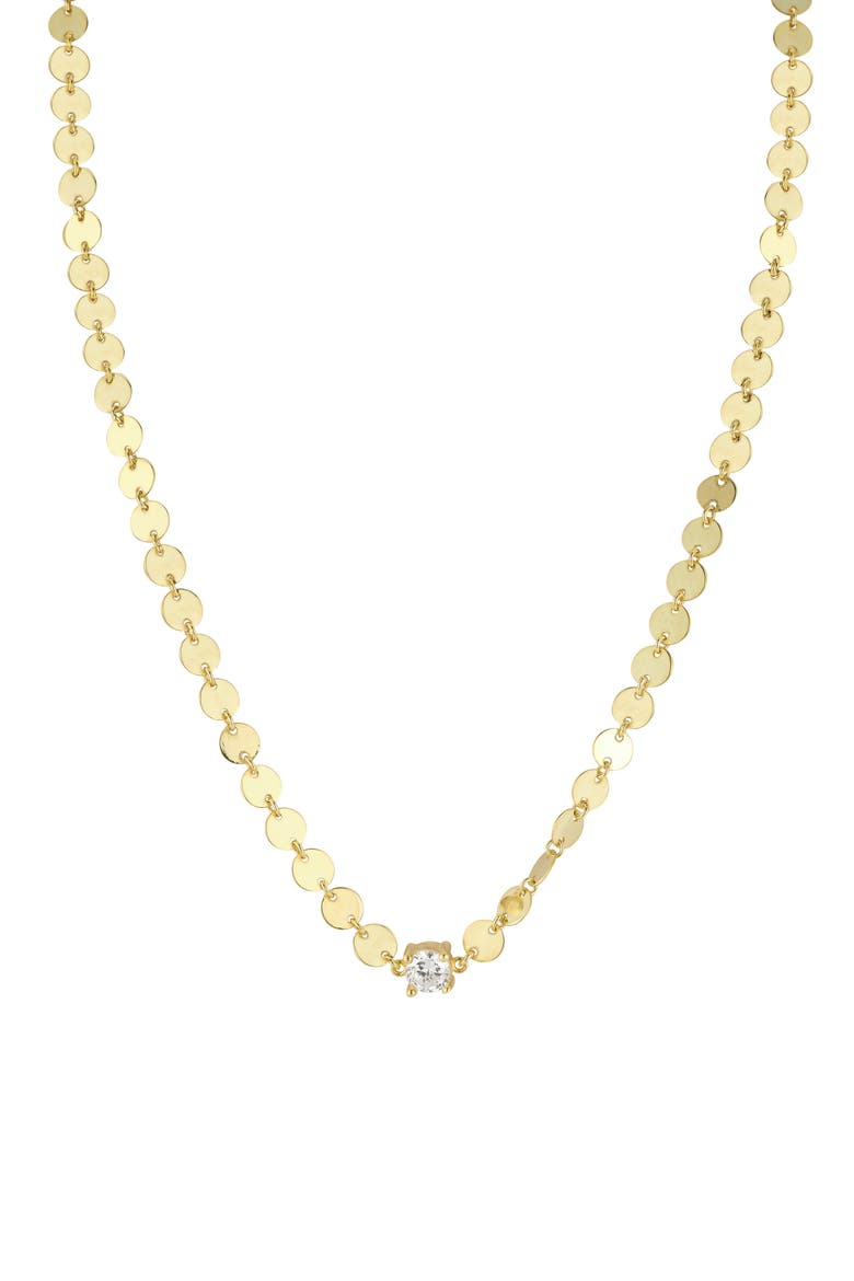 14K Gold Plated Sterling Silver CZ Disc Necklace, Main, color, GOLD