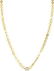 SPHERA MILANO 14K Gold Plated Sterling Silver CZ Disc Necklace