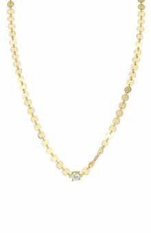 SPHERA MILANO 14K Gold Plated Sterling Silver CZ Disc Necklace