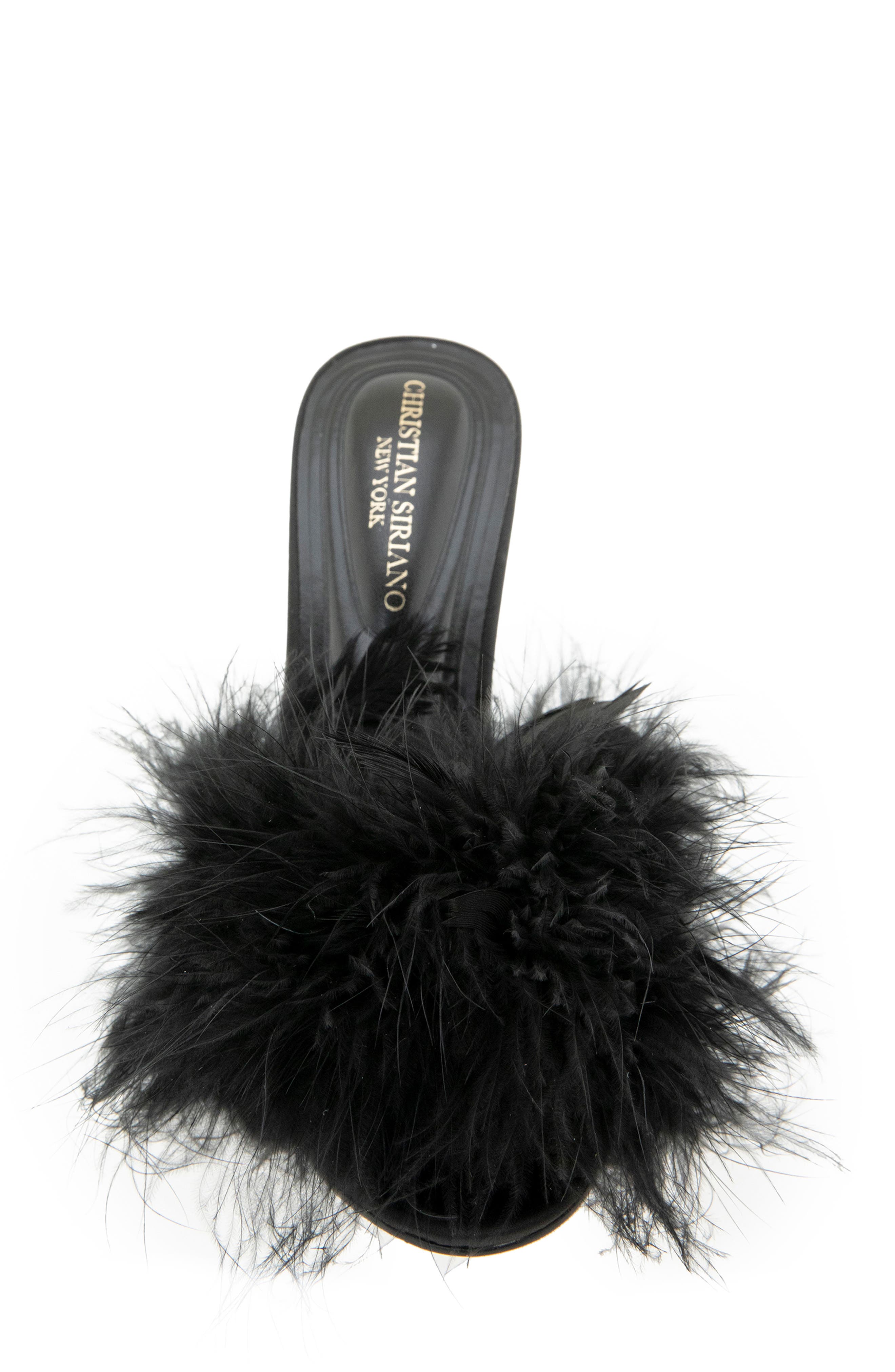 Jazeily Feather Slide Sandal, Alternate, color, BLACK