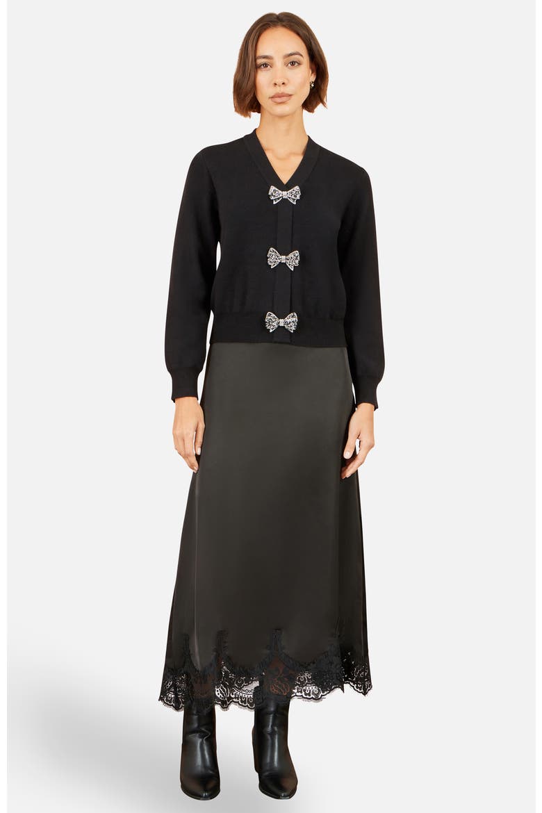 Sparkle Bow Cardigan, Alternate, color, Black
